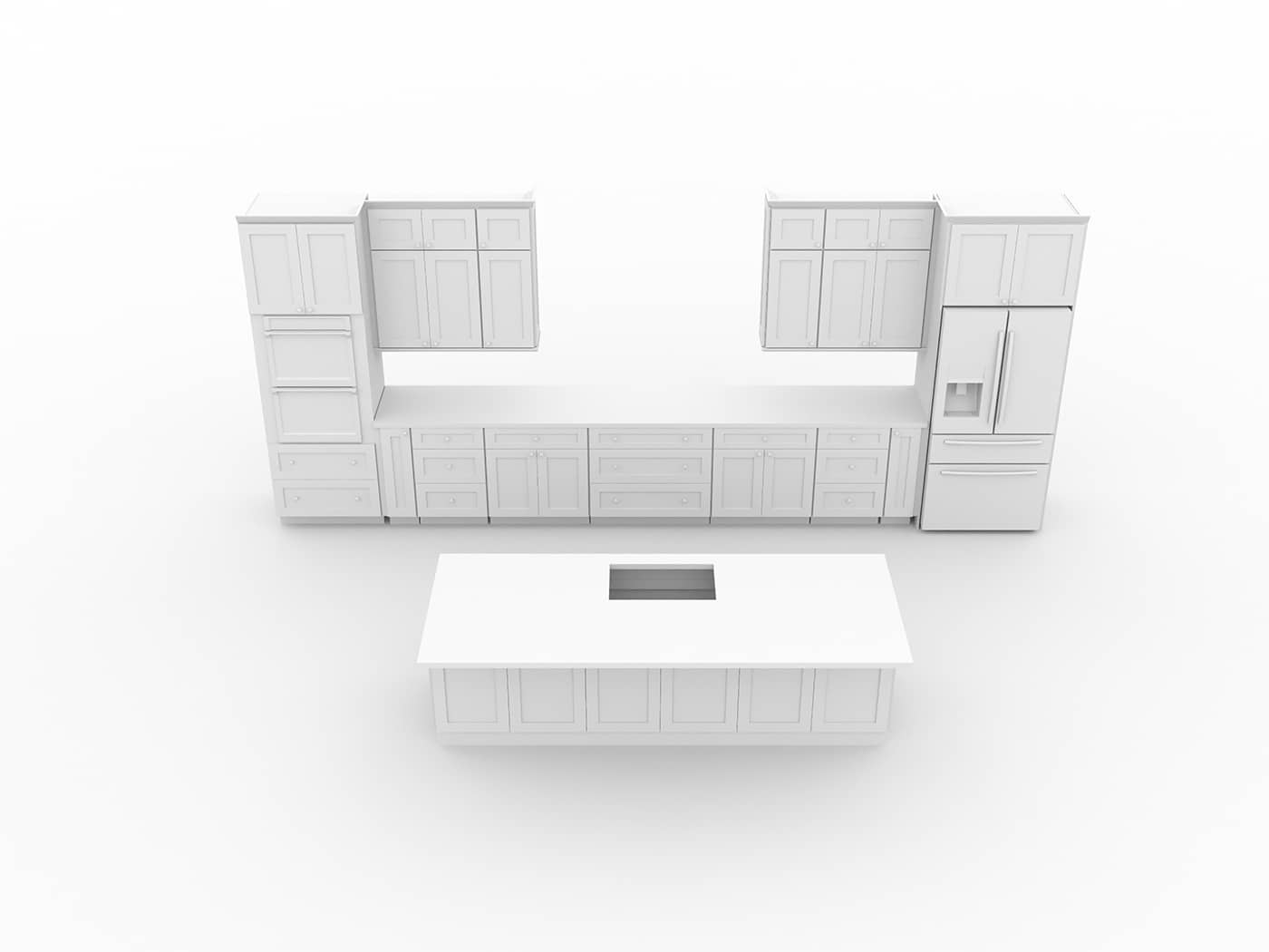 Single-Wall Kitchen Layouts 3D Rendering Software