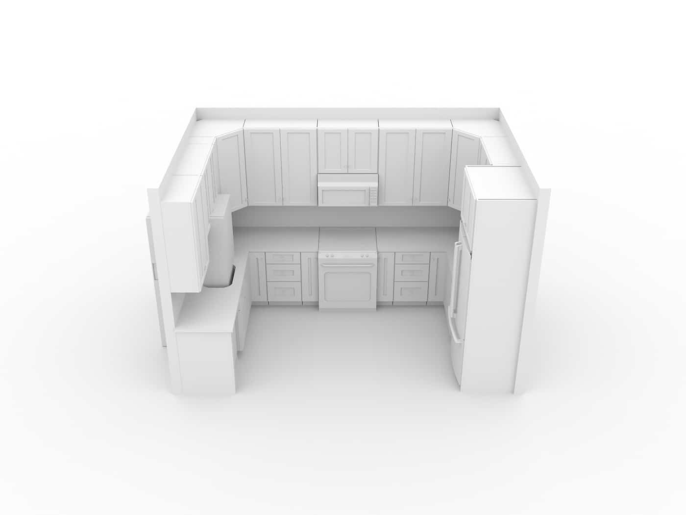 U-Shaped Kitchen Layouts 3D Rendering Software